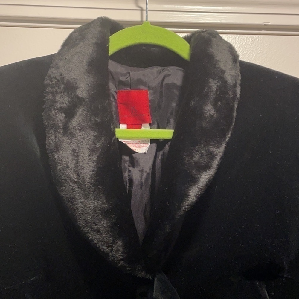 Js Collections 3 Button Down Velour Coat With Fau… - image 2